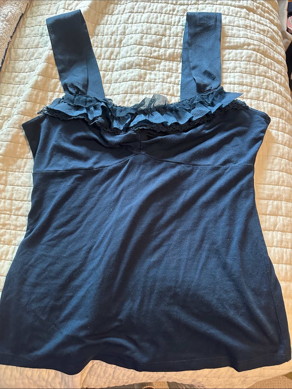 Nanette Lepore blue Ruffle-Trim Camisole